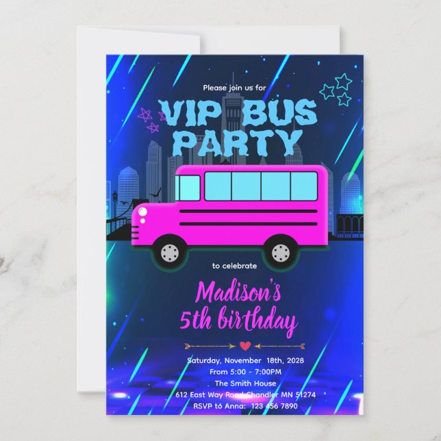 Convite para Ônibus de Festa VIP (Frente)