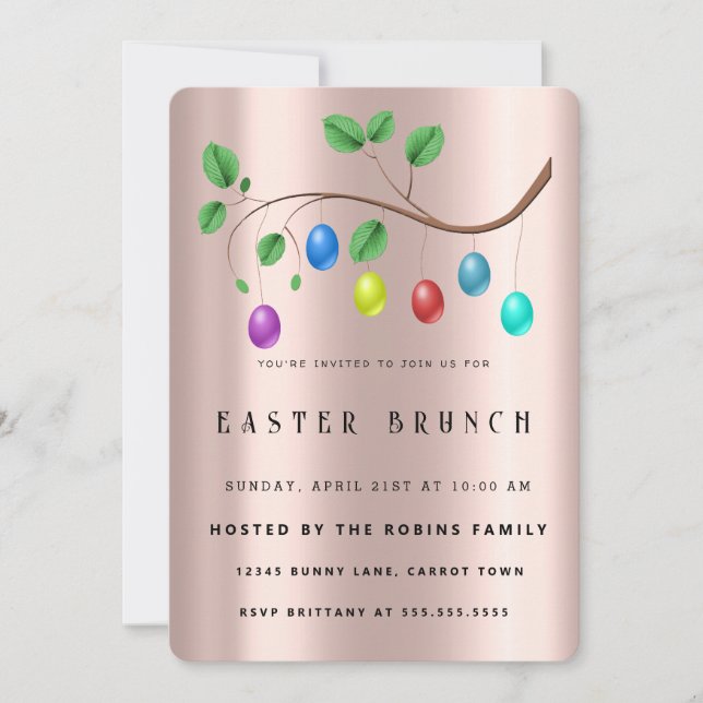 Convite para Ovos de Rosa de Ouro em Cuta páscoa (Frente)