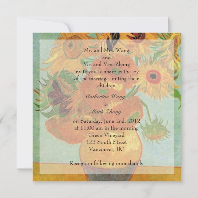 Convite para pais noivos, casamento (Frente)