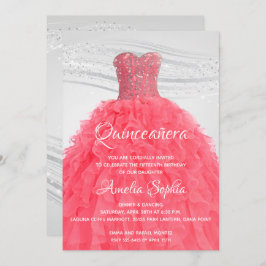 Convite para palhaços cor-de-rosa com Quinceañera