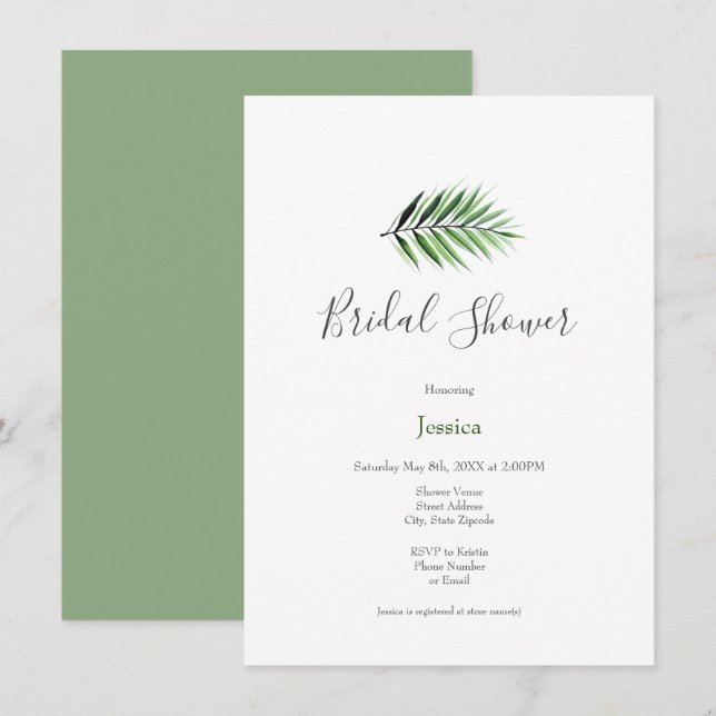 Convite para Palm de Aquarela (Frente/Verso)