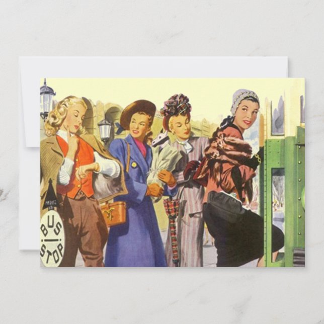 Convite para Parar de Barramento de Vintage BFF -  (Frente)