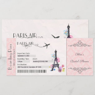 Convite para Paris, Convite de Cartão de Embarque,