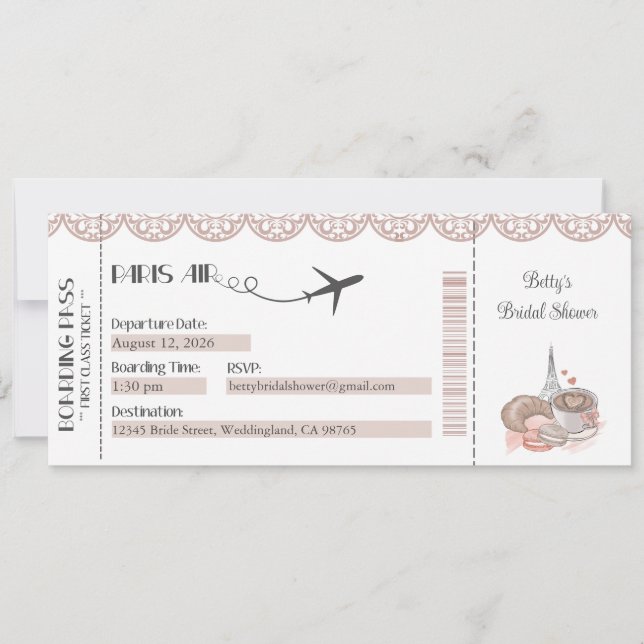 Convite para Paris, Convite de Festa com Tema de P (Frente)