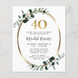 Convite para Partido Dourado Eucalyptus aniversári