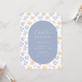 Convite para Páscoa de Flor Azul Amarelo Brunch