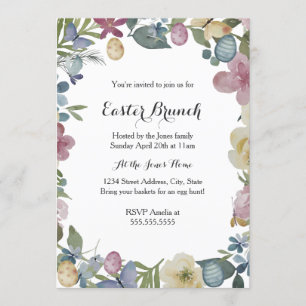 Convite para Páscoa de Jardim Floral Brunch