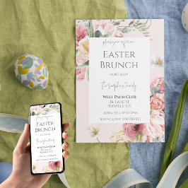 Convite para Páscoa Floral Elegante Watercolor Bru