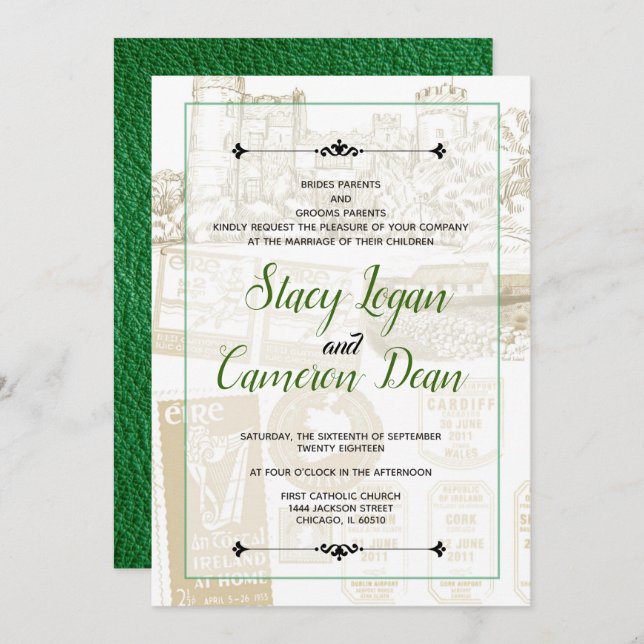 Convite para Passaportes da Irlanda Verde (Frente/Verso)