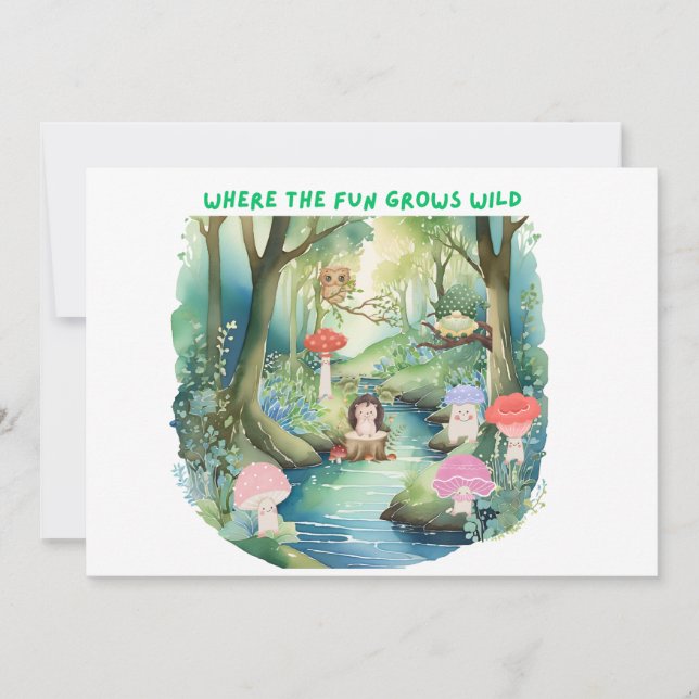 Convite para Pessoas Cute Mushroom (Frente)