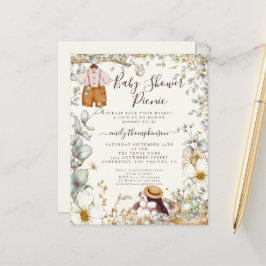 Convite para picnic de Chá de fraldas Bunny Boy Vi