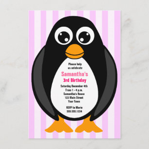 Convite para Pinguin de Festa de aniversário Pers