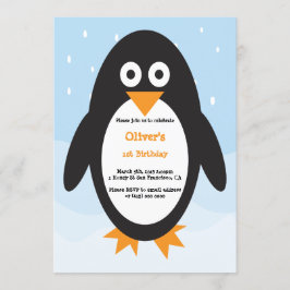 Convite para pinguins perfeito para um aniversário