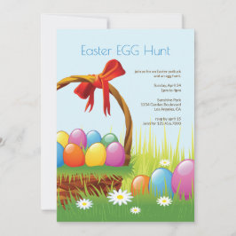 Convite para piquenique na cesta de ovos de Páscoa