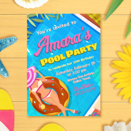 Convite para piscina Party Girl
