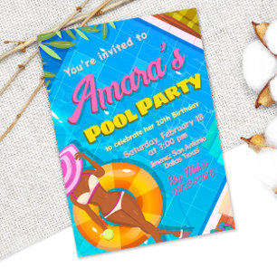 Convite para piscina Party Girl