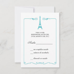 Convite para placa RSVP Elegante de torre Eiffel