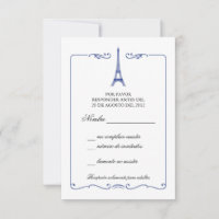 Convite para placa RSVP Elegante de torre Eiffel