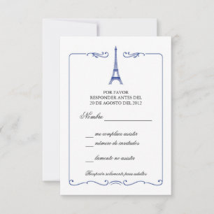 Convite para placa RSVP Elegante de torre Eiffel