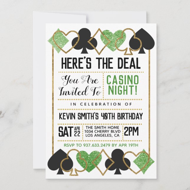 Convite para Poker Casino (Frente)