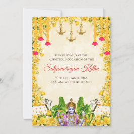 Convite para pooja de Satyanarayan, convite para p