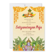 Convite para pooja indiano Convite para Satyanaray