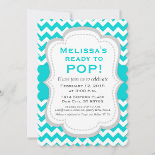 Convite para Pop Chá de fraldas, Chevron Teal