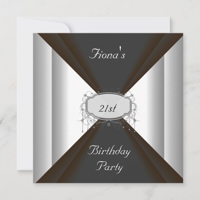 Convite para prata preta de Festa de aniversário n (Frente)