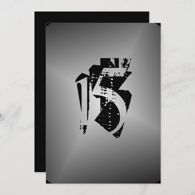 Convite para prata preta Festa de aniversário de a (Frente/Verso)