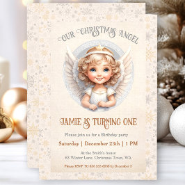 Convite para primeiro aniversario Angel de Natal