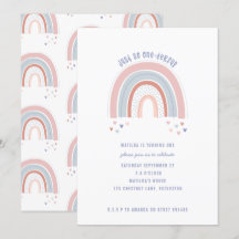 Convite para primeiro aniversario Arco-íris e Card