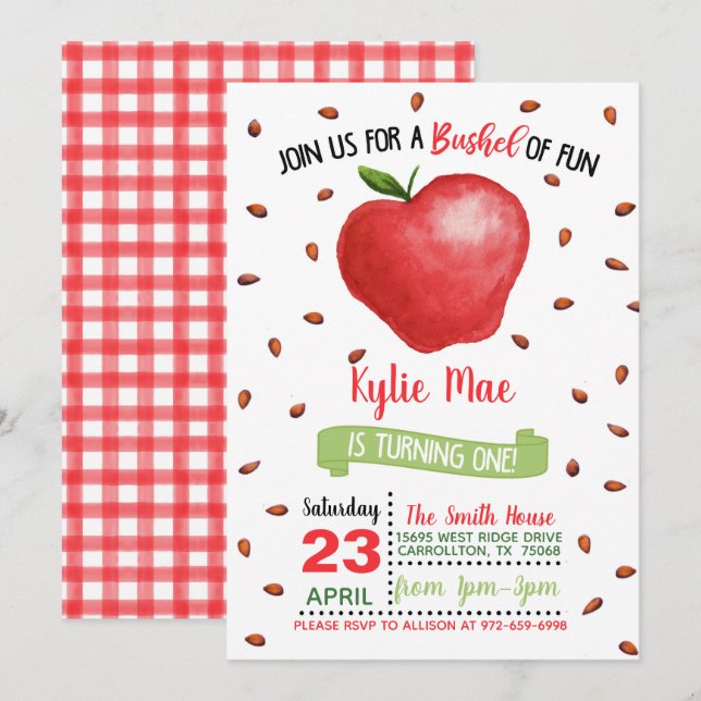 Convite para primeiro aniversario da Apple - Incên (Frente/Verso)