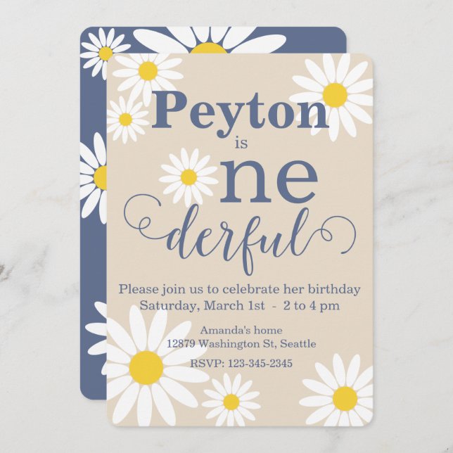 Convite para Primeiro Aniversário da Daisy Maravil (Frente/Verso)