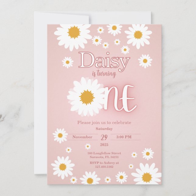 Convite para primeiro aniversario Daisy (Frente)