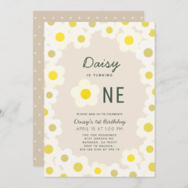 Convite para primeiro aniversario Daisy Floral Tau
