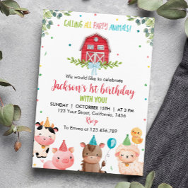 Convite para primeiro aniversario de animais de cr