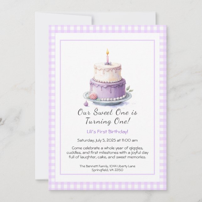 Convite para primeiro aniversario de Aquarela com  (Frente)