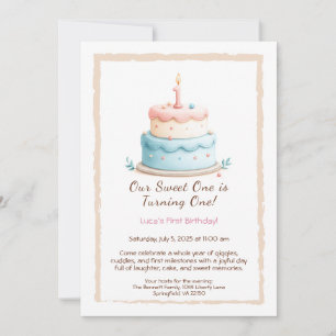 Convite para primeiro aniversario de Aquarela com 