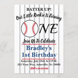 Convite para primeiro aniversario de beisebol