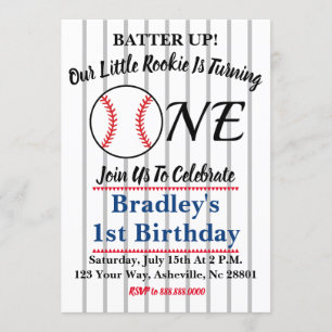 Convite para primeiro aniversario de beisebol