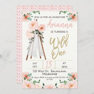 Convite para primeiro aniversario de Boho Teepee W