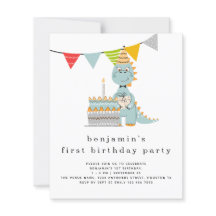 Convite para primeiro aniversario de Bolo de Dinos