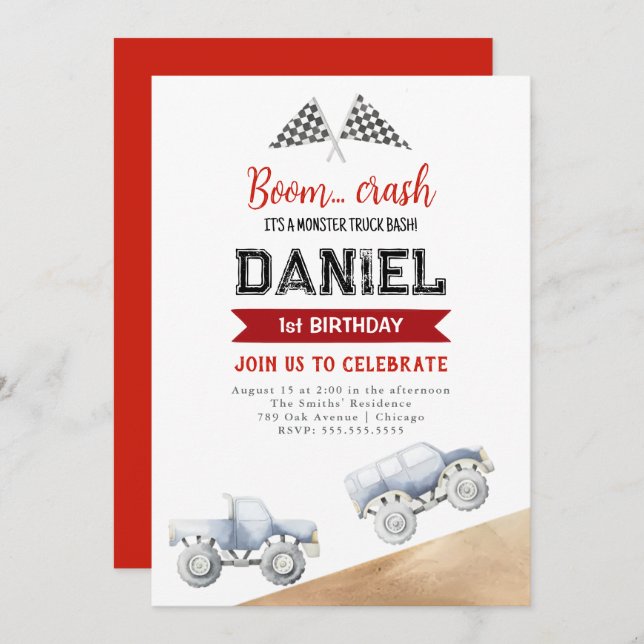 Convite para primeiro aniversario de Caminhão de M (Frente/Verso)