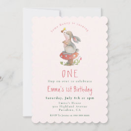 Convite para primeiro aniversario de coelho rosa-c