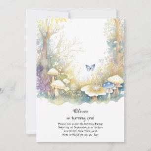 Convite para primeiro aniversario de cogumelo