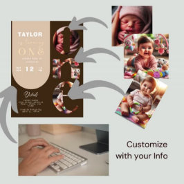 Convite para primeiro aniversario de Colagem de Fo