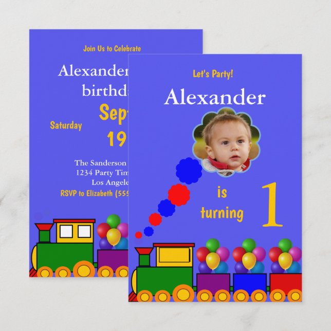 Convite para primeiro aniversario de comboio e bal (Frente/Verso)