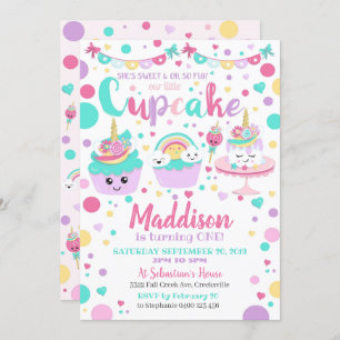 Convite para primeiro aniversario de Cupcake - Cup
