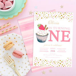 Convite para primeiro aniversario de Cupcake de mo