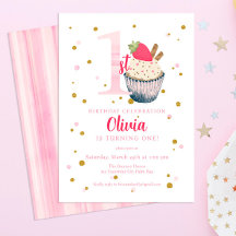 Convite para primeiro aniversario de Cupcake de Mo